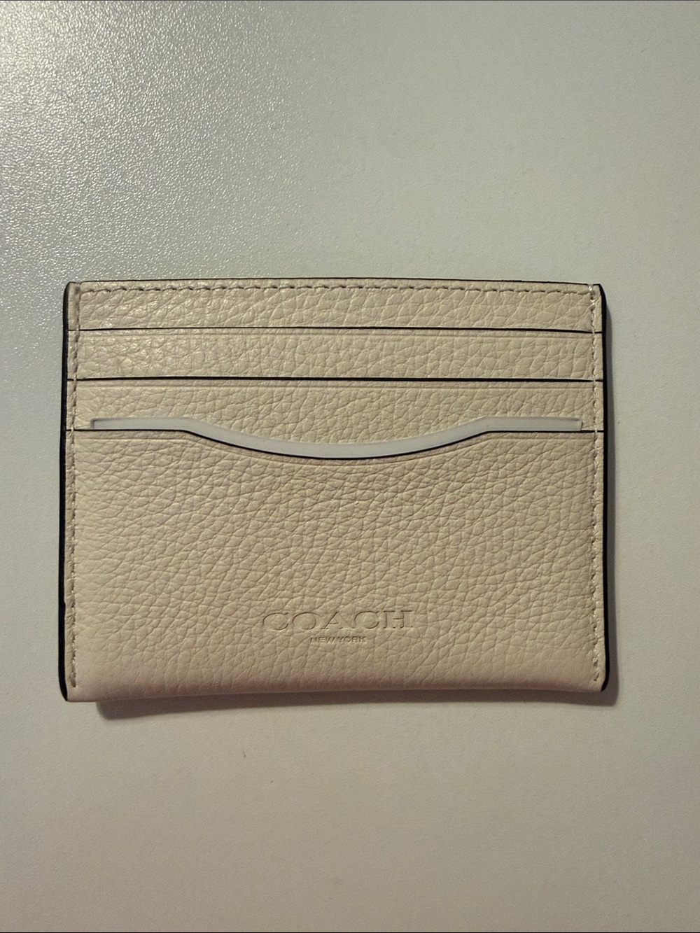 Coach Pebbled Leather Card Holder in Cream
